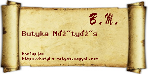 Butyka Mátyás névjegykártya